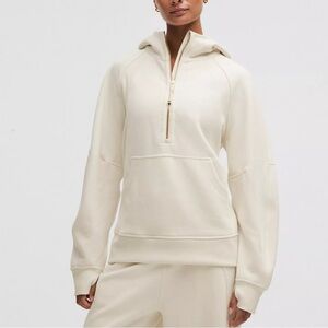 NWT Lululemon Scuba Oversized Half Zip Long Hoodie — Light Ivory/Gold — XS/S
